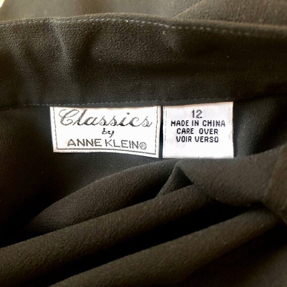 Classics by Anne Klein Vintage 80's Black SILK SHEER Sarong Wrap Skirt NEW - Picture 6 of 14